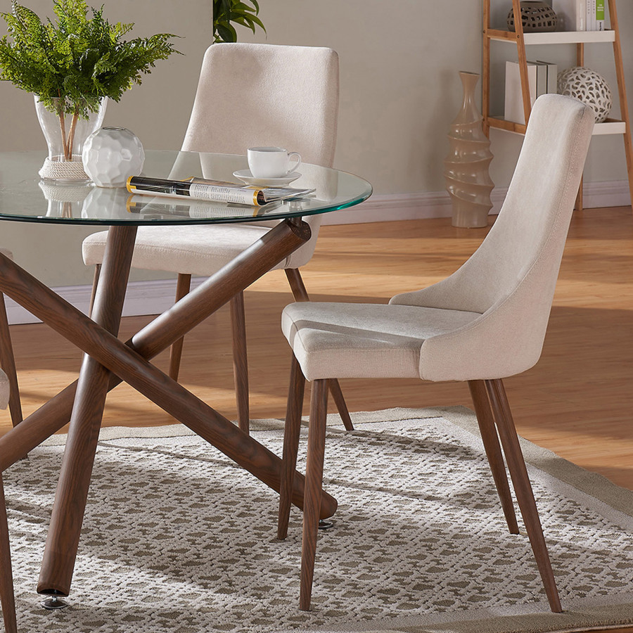 Worldwide Cora Side Chair Set of 2 - Beige/Walnut