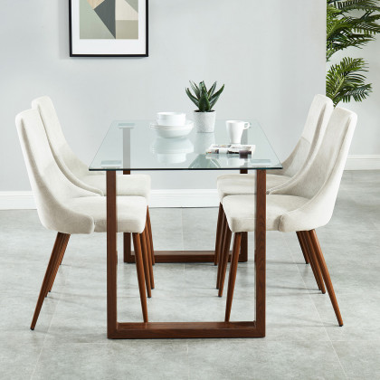 Worldwide Cora Side Chair Set of 2 - Beige/Walnut