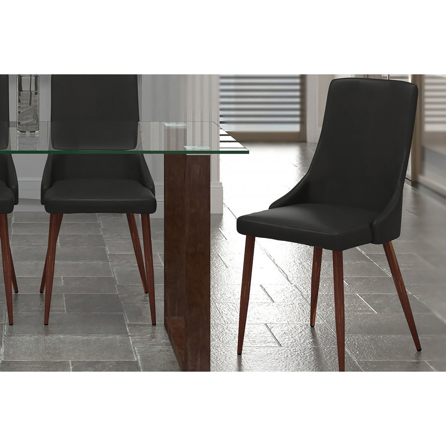 Worldwide Cora Side Chair Set of 2 - Black/Walnut
