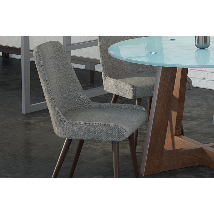Worldwide Mia Side Chair Set of 2 - Dark Gray/Walnut Leg