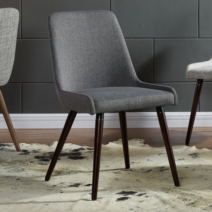 Worldwide Mia Side Chair Set of 2 - Dark Gray/Walnut Leg