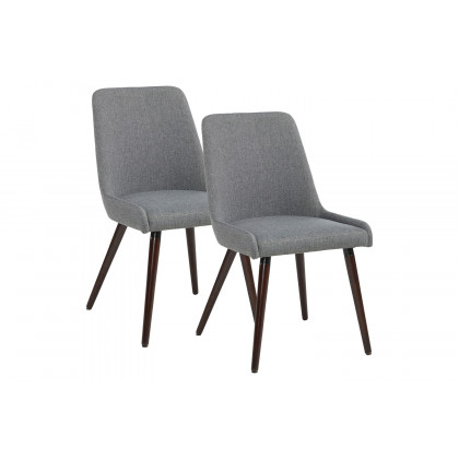 Worldwide Mia Side Chair Set of 2 - Dark Gray/Walnut Leg