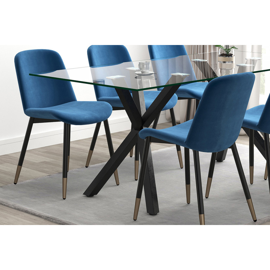Worldwide Gabi Side Chair Set of 2 - Blue/Black