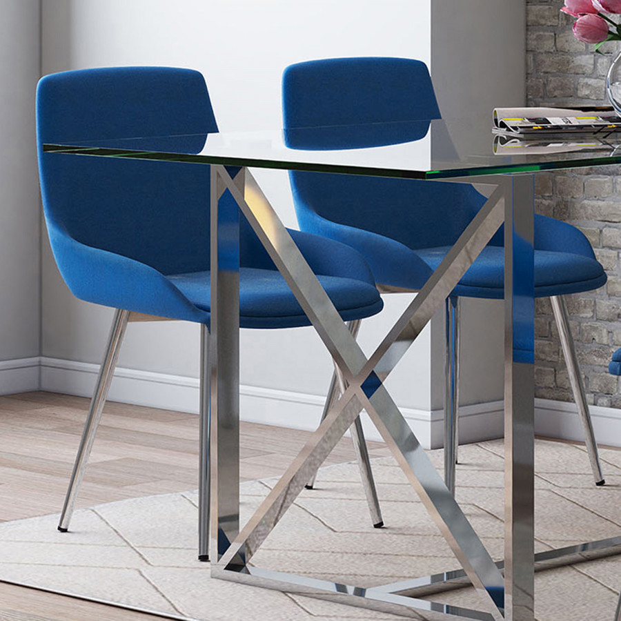 Worldwide Cassidy Side Chair Set of 2 - Blue/Chrome