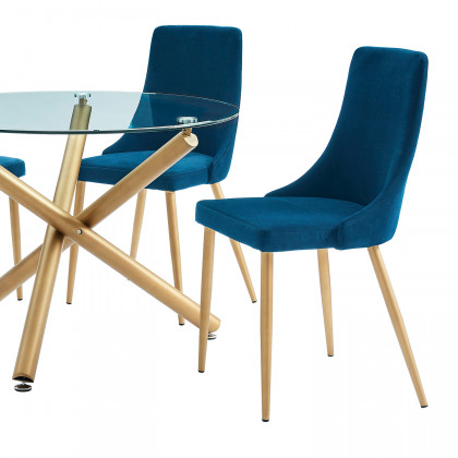 Worldwide Carmilla Side Chair Set of 2 - Blue/Aged Gold