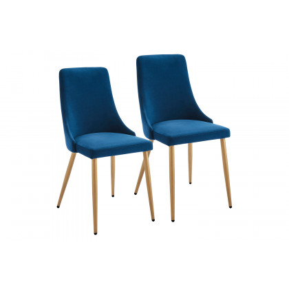 Worldwide Carmilla Side Chair Set of 2 - Blue/Aged Gold