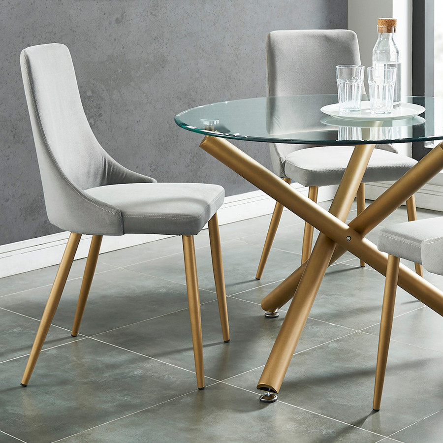 Worldwide Carmilla Side Chair Set of 2 - Gray/Aged Gold