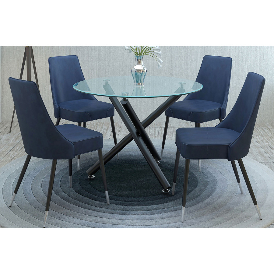 Worldwide Silvano Side Chair Set of 2 - Vintage Blue/Black