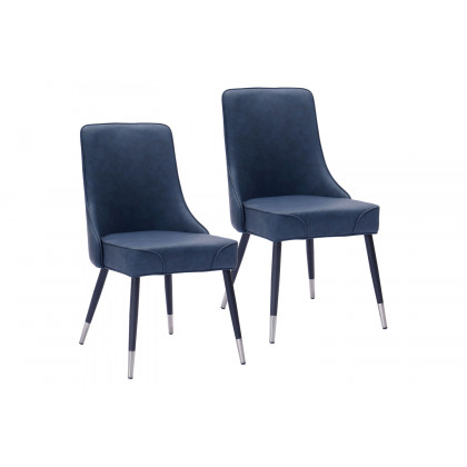 Worldwide Silvano Side Chair Set of 2 - Vintage Blue/Black