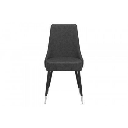 Worldwide Silvano Side Chair Set of 2 - Vintage Gray/Black