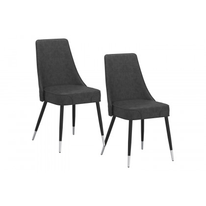 Worldwide Silvano Side Chair Set of 2 - Vintage Gray/Black