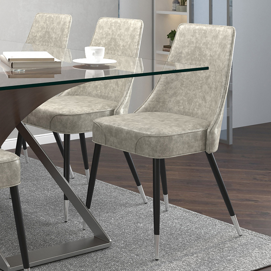 Worldwide Silvano Side Chair Set of 2 - Vintage Light Gray/Black