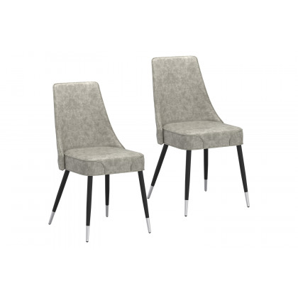 Worldwide Silvano Side Chair Set of 2 - Vintage Light Gray/Black