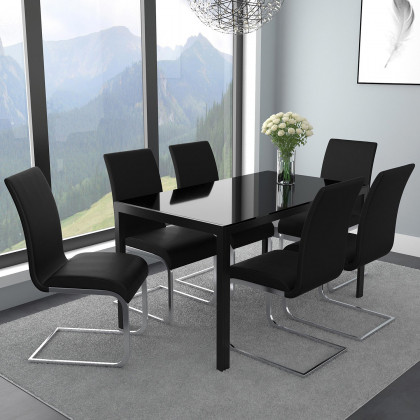 Worldwide Maxim Side Chair Set of 2 - Black/Chrome