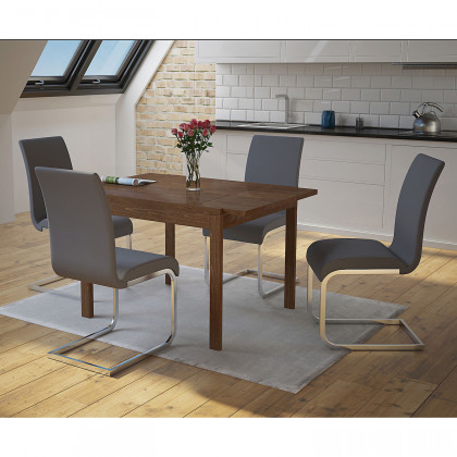 Worldwide Maxim Side Chair Set of 2 - Gray/Chrome