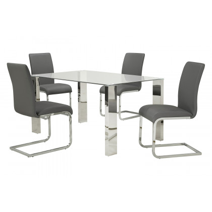 Worldwide Maxim Side Chair Set of 2 - Gray/Chrome