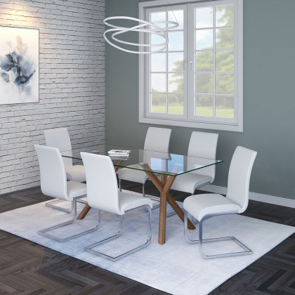 Worldwide Maxim Side Chair Set of 2 - White/Chrome