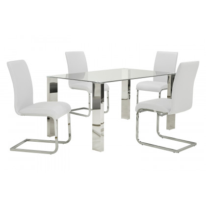 Worldwide Maxim Side Chair Set of 2 - White/Chrome