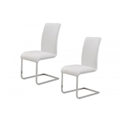 Worldwide Maxim Side Chair Set of 2 - White/Chrome