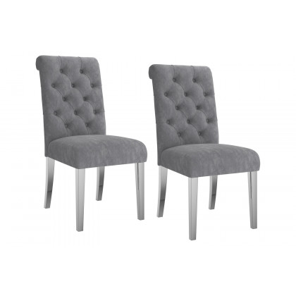 Worldwide Chloe Side Chair Set of 2 - Gray/Silver