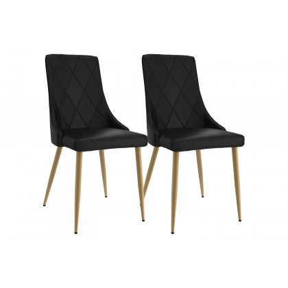 Worldwide Antoine Side Chair Set of 2 - Black/Aged Gold
