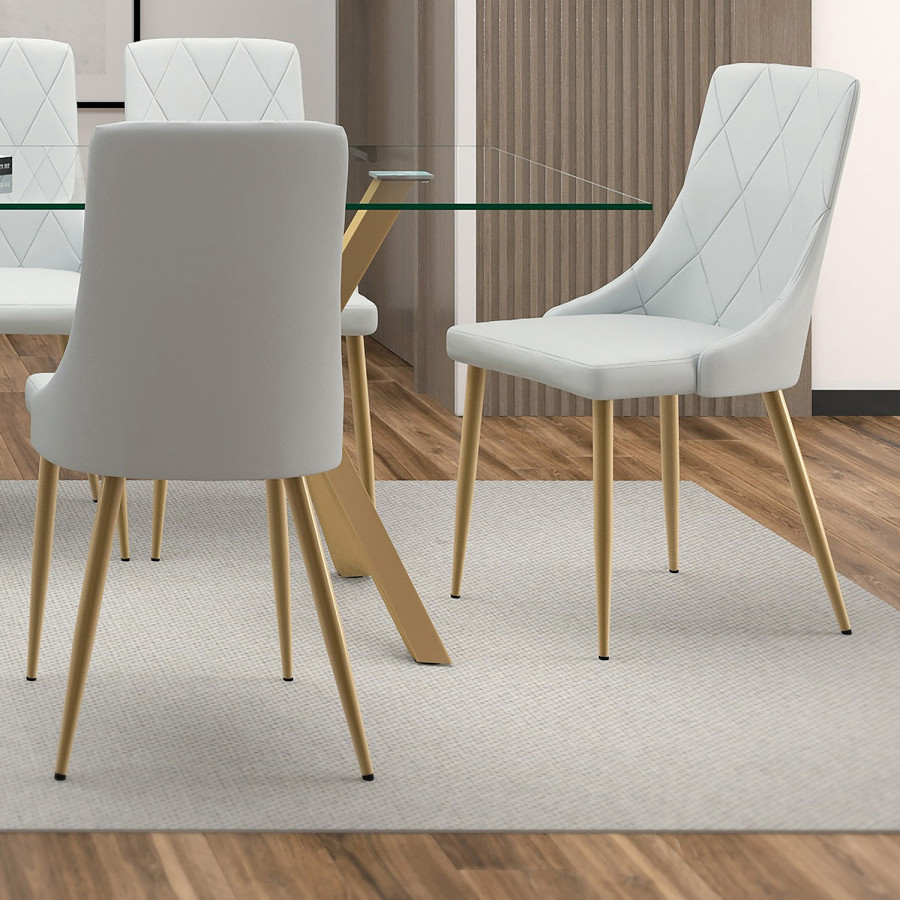 Worldwide Antoine Side Chair Set of 2 - Light Gray/Aged Gold