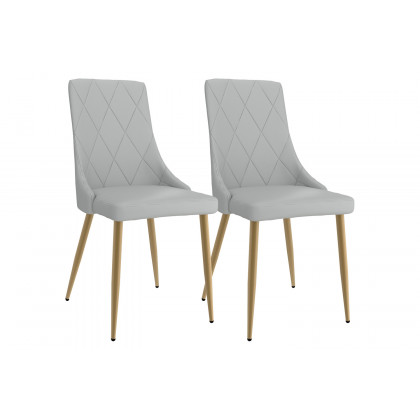 Worldwide Antoine Side Chair Set of 2 - Light Gray/Aged Gold