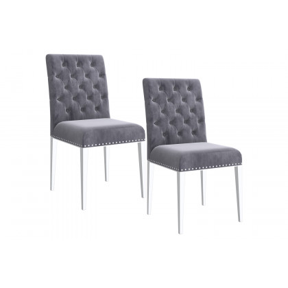 Worldwide Azul Side Chair Set of 2 - Gray/Silver