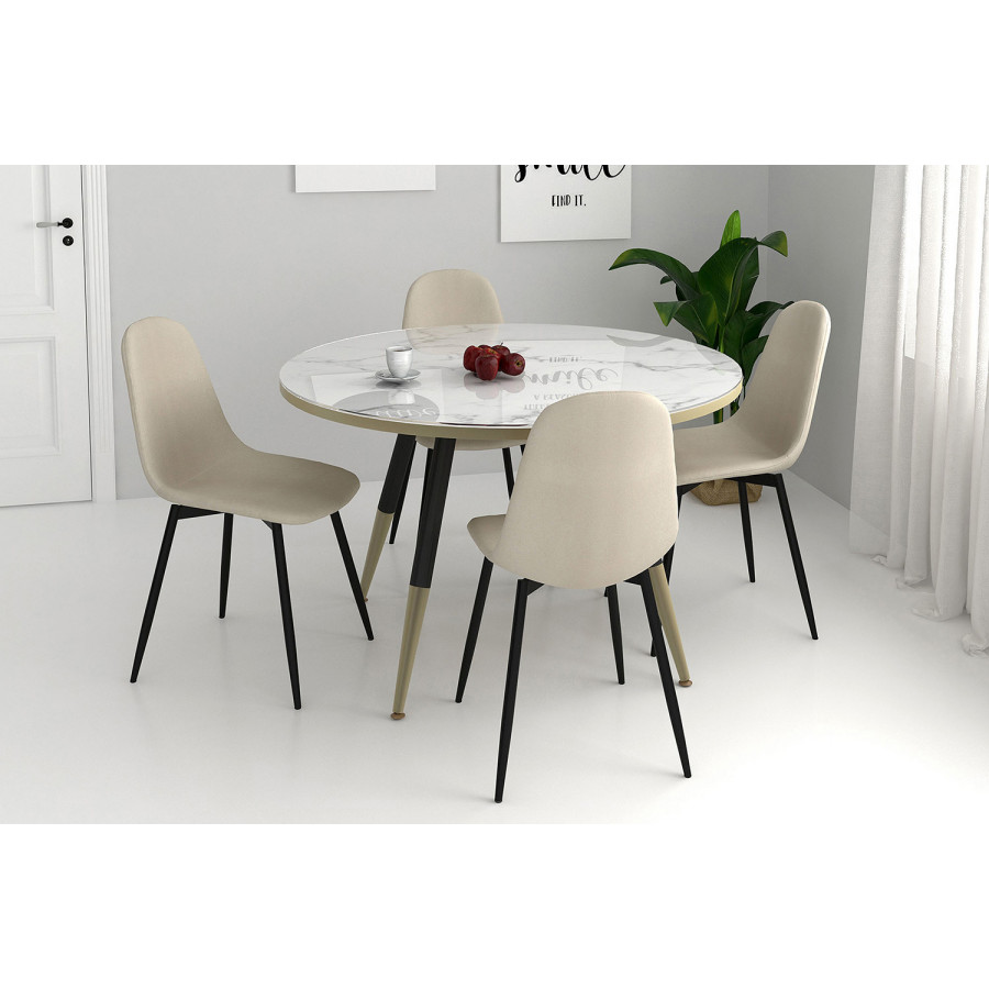 Worldwide Olly Side Chair Set of 4 - Beige/Black