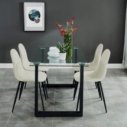 Worldwide Olly Side Chair Set of 4 - Beige/Black