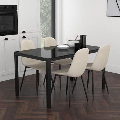 Worldwide Olly Side Chair Set of 4 - Beige/Black