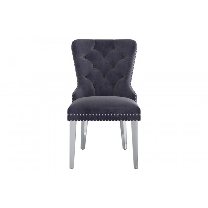 Worldwide Hollis Side Chair Set of 2 - Gray/Chrome