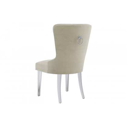 Worldwide Hollis Side Chair Set of 2 - Ivory/Chrome