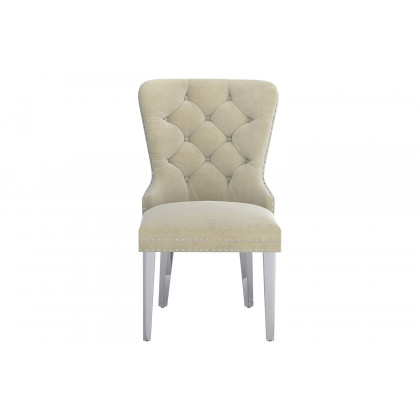 Worldwide Hollis Side Chair Set of 2 - Ivory/Chrome