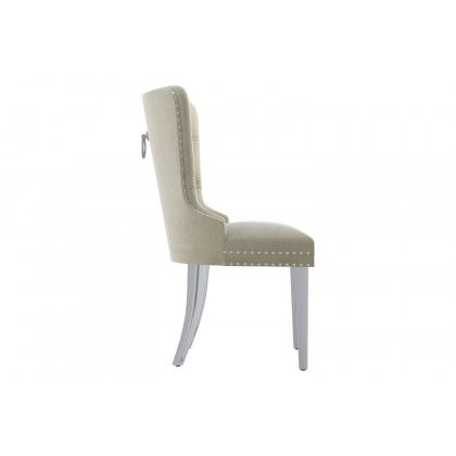 Worldwide Hollis Side Chair Set of 2 - Ivory/Chrome