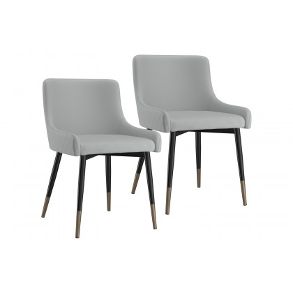 Worldwide Xander Side Chair Set of 2 - Light Gray/Black