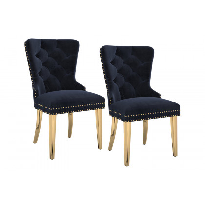 Worldwide Mizal Side Chair Set of 2 - Black/Gold