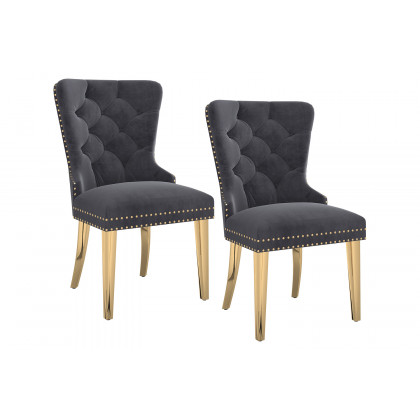 Worldwide Mizal Side Chair Set of 2 - Gray/Gold