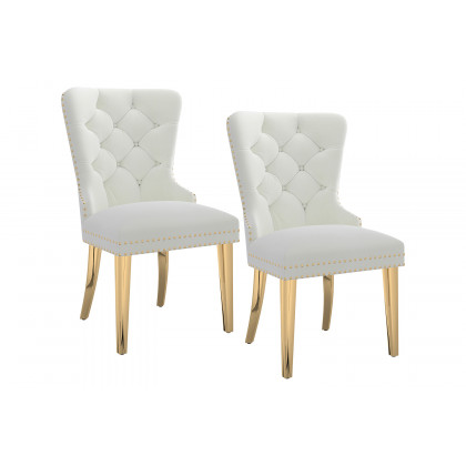Worldwide Mizal Side Chair Set of 2 - Ivory/Gold