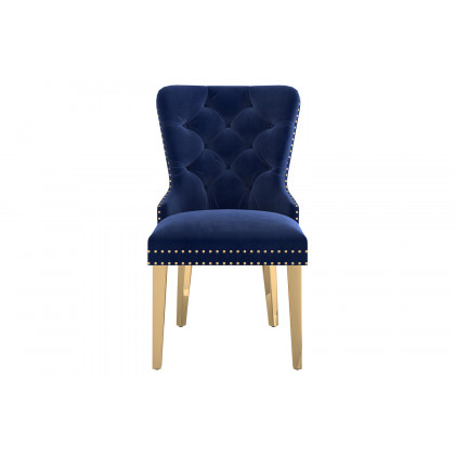 Worldwide Mizal Side Chair Set of 2 - Navy/Gold
