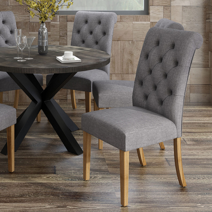 Worldwide Melia Side Chair Set of 2 - Gray/Vintage Oak