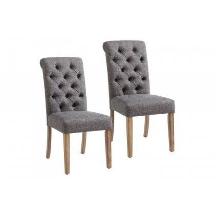 Worldwide Melia Side Chair Set of 2 - Gray/Vintage Oak
