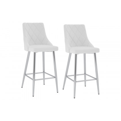 Worldwide Devo 26" Counter Stool Set of 2 - White/Chrome