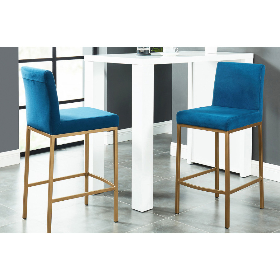 Worldwide Diego 26" Counter Stool Set of 2 - Blue/Aged Gold