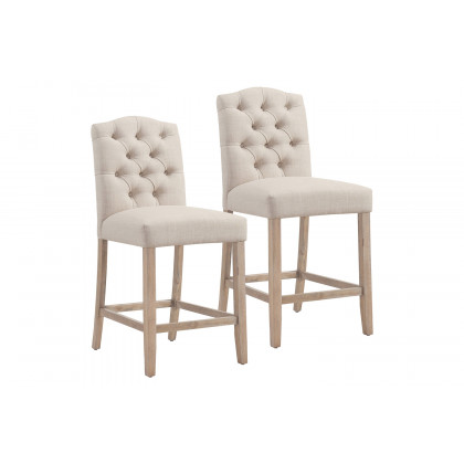 Worldwide Lucian 26" Counter Stool Set of 2 - Beige/Washed Gray