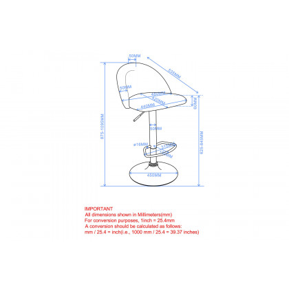 Worldwide Sataro Adjustable Air-Lift Stool - Blue/Black