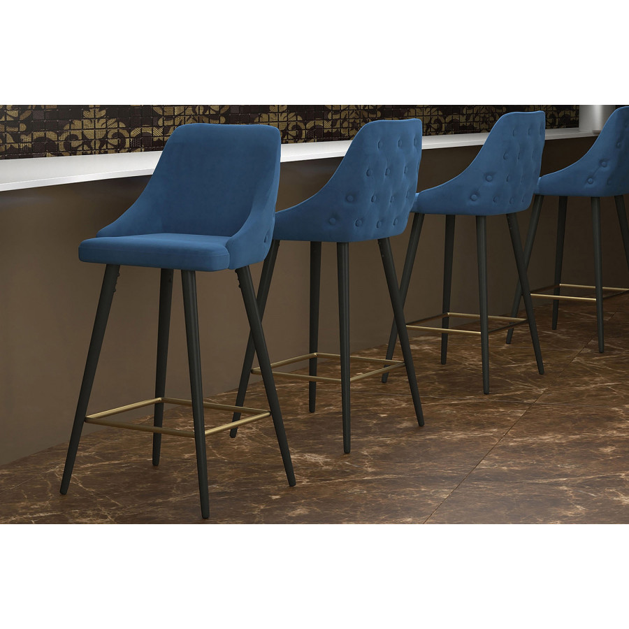 Worldwide Roxanne II 26" Counter Stool Set of 2 - Blue/Black