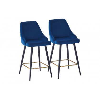 Worldwide Roxanne II 26" Counter Stool Set of 2 - Blue/Black
