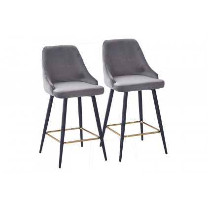 Worldwide Roxanne II 26" Counter Stool Set of 2 - Gray/Black