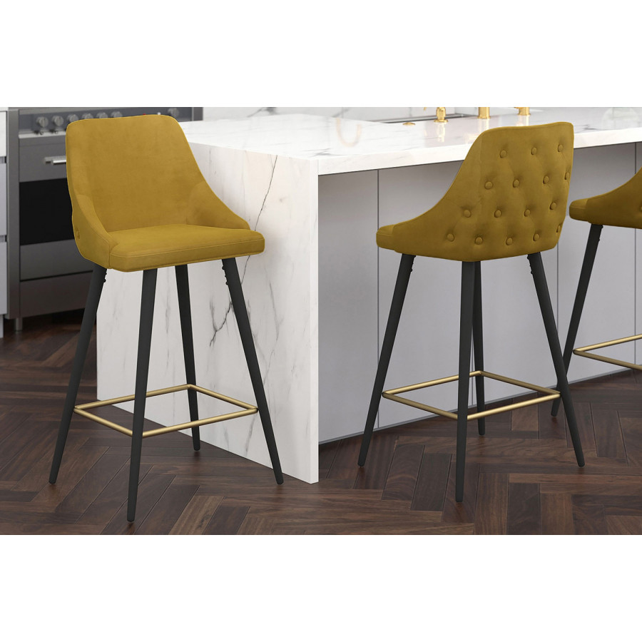 Worldwide Roxanne II 26" Counter Stool Set of 2 - Mustard/Black